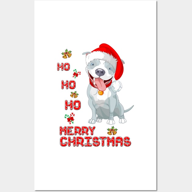 Staffie - Ho, Ho Ho, Merry Christmas! Especially for Staffordshire Bull Terrier Dog Lovers! Wall Art by rs-designs